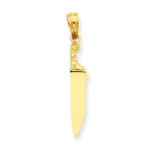  14k 3 D Butcher Knife Pendant Jewelry