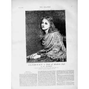 1873 Illustration Story Innocent Beautiful Girl Print 