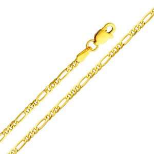 14K Yellow Gold 2mm Figaro Chain Necklace with Lobster Claw Clasp   16 