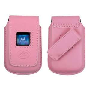 New Pink Cell Phone Vertical Premium Leather Holster Case For Motorola 