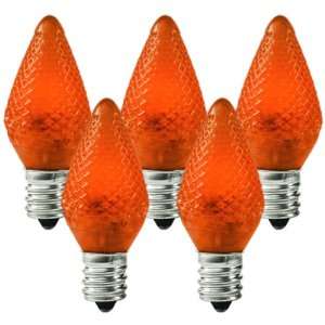  25 Bulbs C7 LED   Amber Orange   Candelabra Base   Christmas Lights 