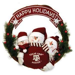 Texas A&M Aggies 20 Three Snowmen Football Family Wreath  