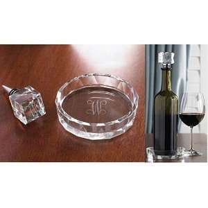    Monogrammed Crystal Wine Caddy and Stopper V 