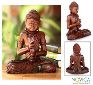 BUDDHA Hand Carved Wood Statue Bali Art NOVICA  