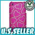 HOT PINK HEARTS BLING HARD CASE FOR APPLE IPHONE 3G 3GS