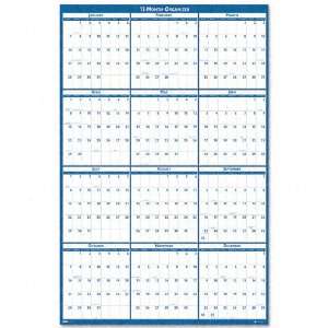   Reversible/Erasable Yearly Wall Calendar, 24 x 37
