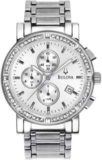 96E03 Bulova Mens Watch Dress Diamonds Chronograph  