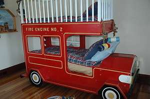 Hand Crafted Fire Truck Bunk Bed  