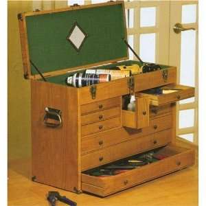  10 Drawer Wooden Tool Chest   Oak Veneer Tool Box
