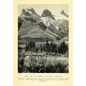  1927 Print Three Sisters Canmore Alberta Canada Landscape 