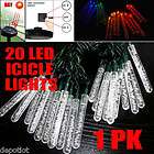 PACK OF 20 SOLAR POWERED LED ICICLE LIGHTS ~ 4 COLORS / 8 FT