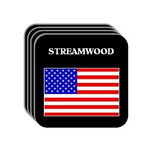 US Flag   Streamwood, Illinois (IL) Set of 4 Mini Mousepad Coasters