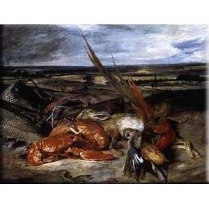 StillLife with Lobster 16x12 Streched Canvas Art by Delacroix, Eugene 