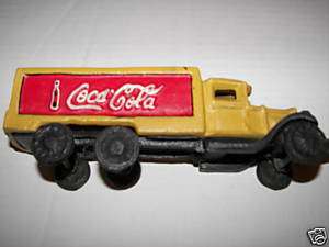Coca Cola reproduction toy long hauler yellow truck  