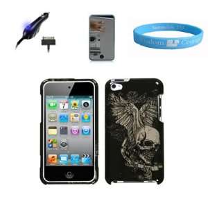  Cover Skull Wing Case for Apple iPod Touch 4G + Car Charger + Mirror 