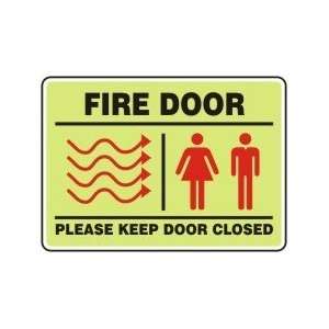  FIRE DOOR PLEASE KEEP DOOR CLOSED (GLOW) Sign   10 x 14 