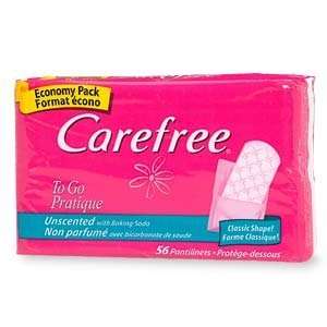  Carefree To Go Pantiliners, Unscented with Baking Soda, 56 