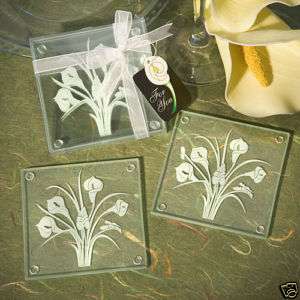 200 Calla Lily Glass Coasters Wedding Favor   100 Sets  