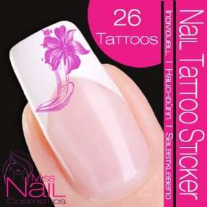  Nail Tattoo Sticker Blossom / Flower   lilac Beauty
