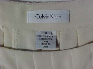 Calvin Klein Womens 100% Silk Pleated Skirt Cream/Taupe reg $150 NWT 