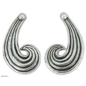  Sterling silver button earrings, Whispering Wind 