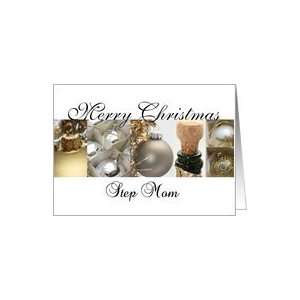 Step Mom Merry Christmas black & White & Gold collage card Card