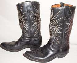 Vintage Cowboy Western Boots ACME Black Starburst Mens 9.5 E  