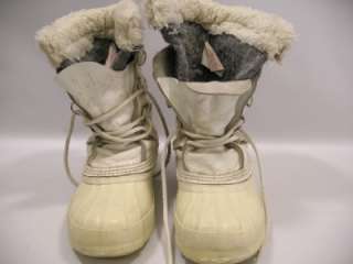 vtg Sorel Manitou Canada Wool Lined White Rubber/Leather Snow Hunting 