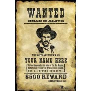 Wanted Poster   Personalized Peel and Stick