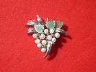 Vintage SILVER & PEARLS Grapes Pin Brooch GRAPE Cluster