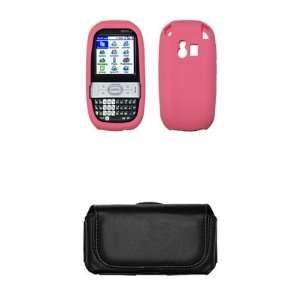 Palm Centro 690 685 Pink Silicone Gel Skin Cover Case + Leather Case 