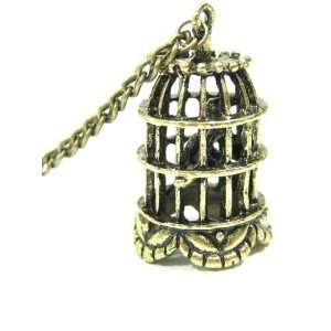 Caged Bird Necklace Vintage Antique Finish Victorian Steampunk Charm 