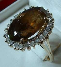 19.98CTWT NATURAL CASSITERITE & DIAMOND 14K RING  