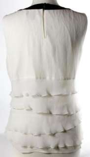 St. John Black & White Sleeveless Bow Crepe Silk Size 10 Womens Top 