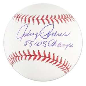 Johnny Podres Autographed Baseball  Details 55 WS Champs Inscription 