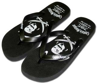 Captain Morgan Pirate Black Flip Flop Thong Sandal Shoe  