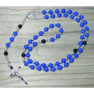 Catholic Rosary   Lapis Mountain Jade w/ Sterling Spacers