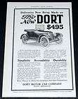   MAGAZINE PRINT AD, NEW DORT MOTOR CAR, STREAMLINED RUNABOUT BODY STYLE