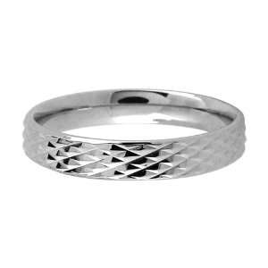 316L Stainless Steel Wedding Band Ring With Diamond Shape Pattern All 