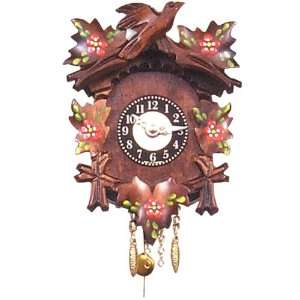  Black Forest Caved Clock with Flowers   125 6