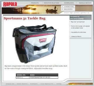 RAPALA Sportsmans 31 Fishing Tackle Bag 46012 1 NEW  