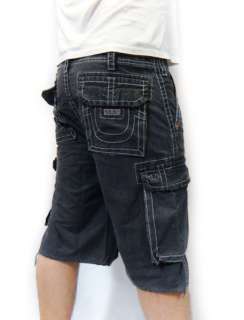   RELIGION BRAND Jeans Mens Faded Black ISAAC BIG T Cargo Shorts, Pants