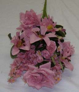 Mauve Pink Rose Lily Daisy Spike Silk Flowers E535  