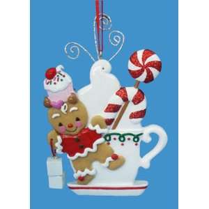  5 Gingerbread Kisses Boy Cookie with Tea Cup Christmas 