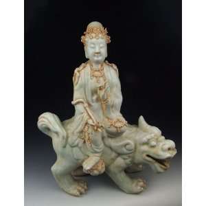  One Jingdezhen Kiln Qingbai Glaze Porcelain Kuanyin Buddha 