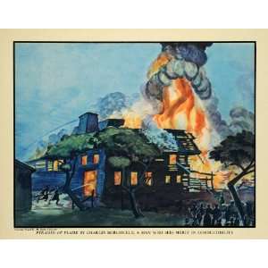 1931 Print Pyramid Flame Fire House Charles Burchfield Firefighters 