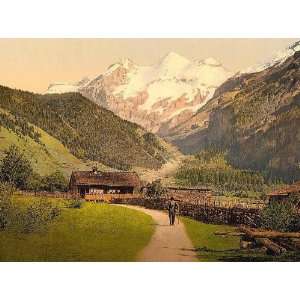   Poster   Blumlisalp and chalets Bernese Oberland Switzerland 24 X 18