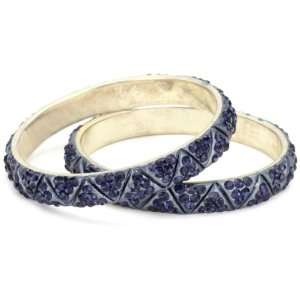Chamak by priya kakkar 2 Zigzag Design Bangle Bracelet Using Dark Blue 