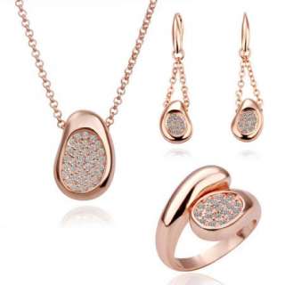   white gem Swarovski soybean set ring necklace earrings ST20  