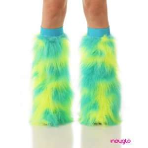  Meissa Furry Leg Warmers with Turquoise Kneebands   Rave 